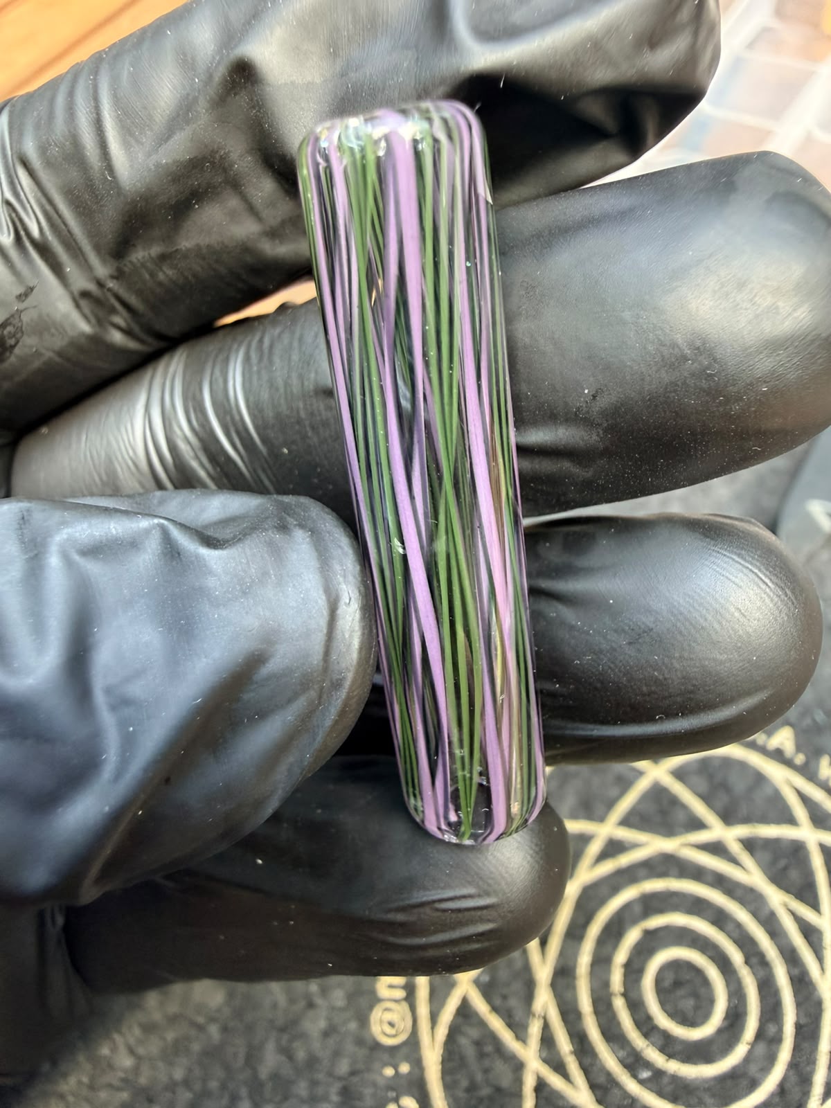 Steve H Glass Tip – Lila/Grün Stripes