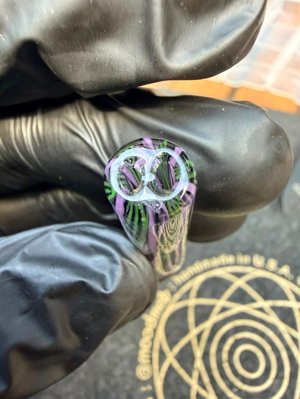 Steve H Glass Tip – Lila/Grün Stripes