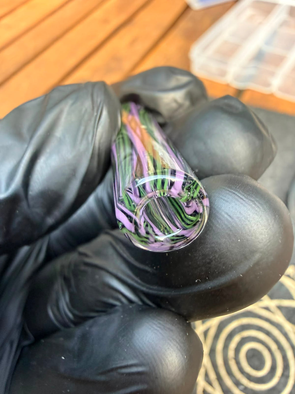 Steve H Glass Tip – Lila/Grün Stripes