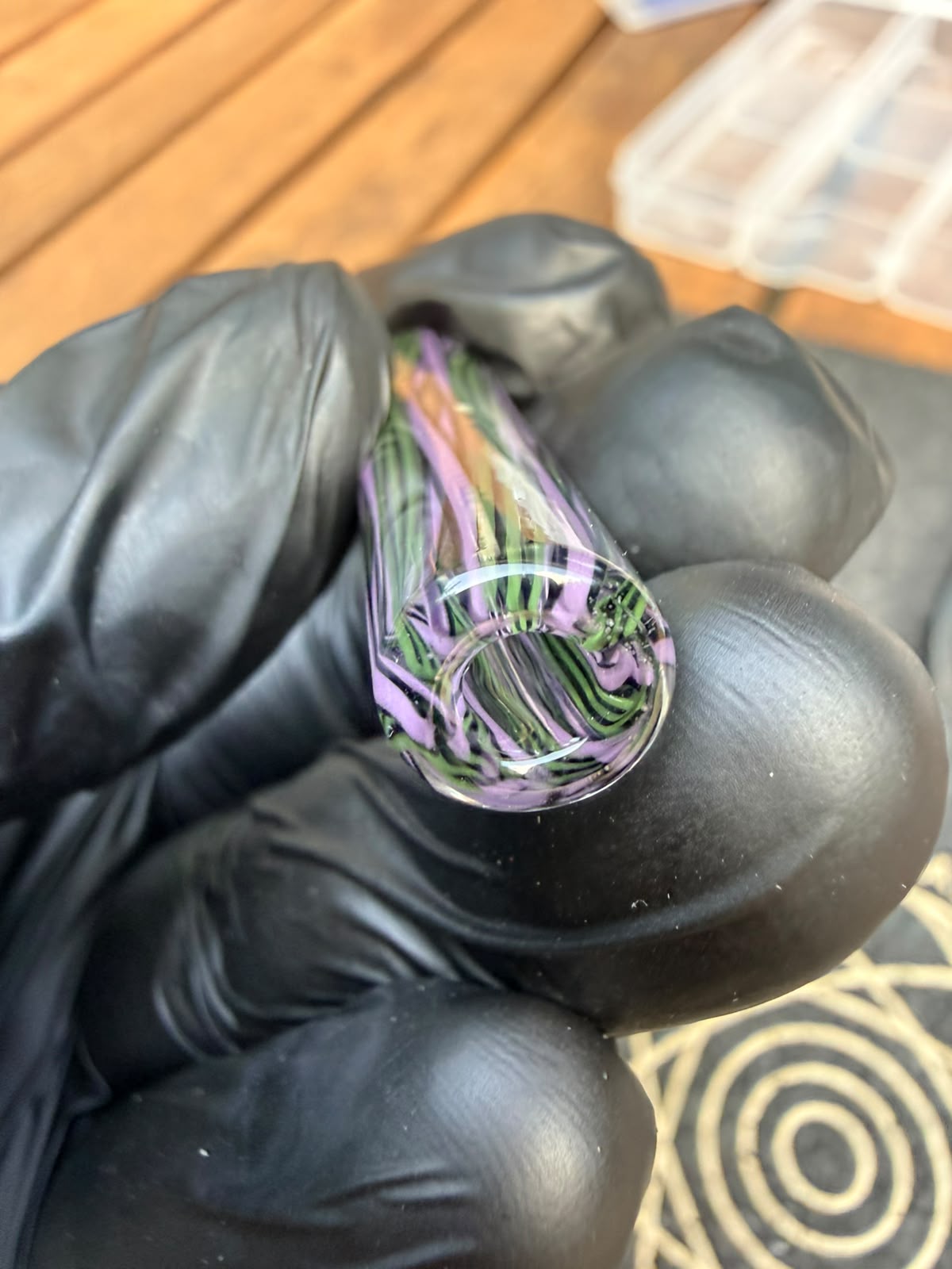 Steve H Glass Tip – Lila/Grün Stripes