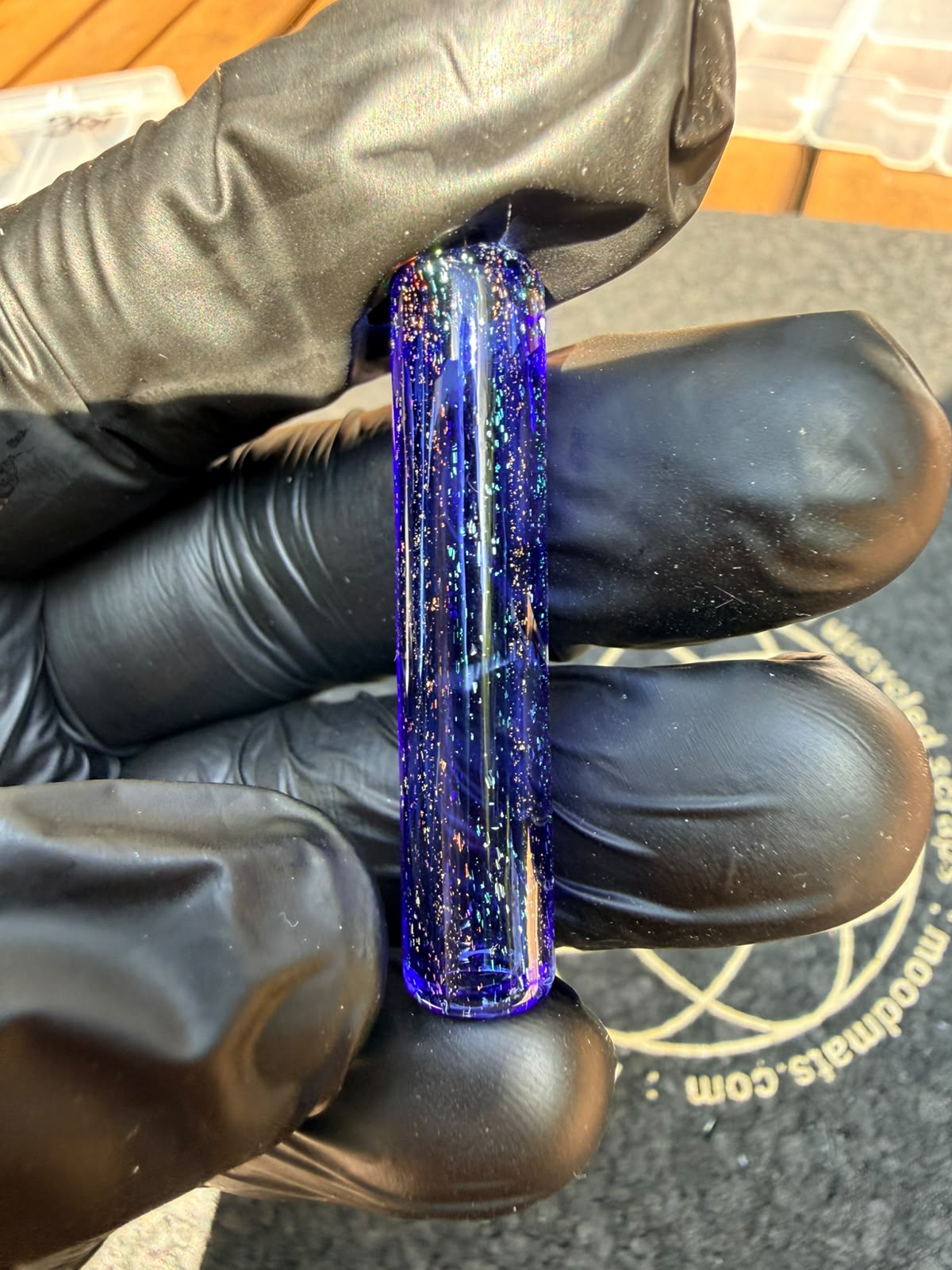Steve H Glass Tip – Blau mit Rainbow Dust
