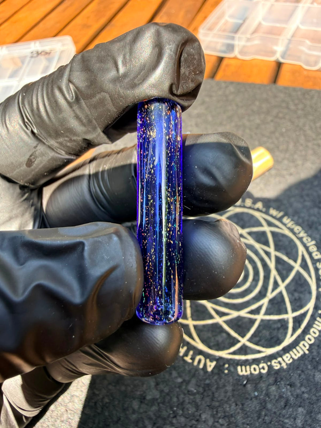 Steve H Glass Tip – Blau mit Rainbow Dust