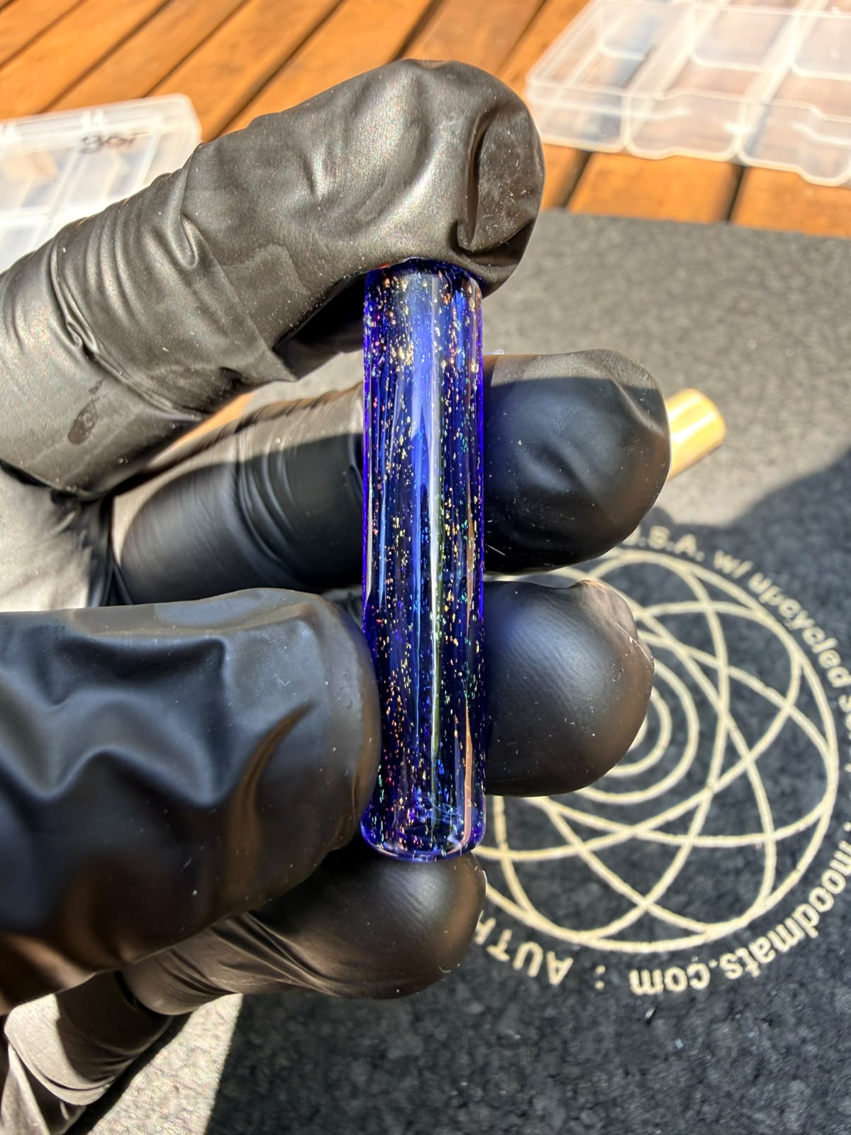Steve H Glass Tip – Blau mit Rainbow Dust