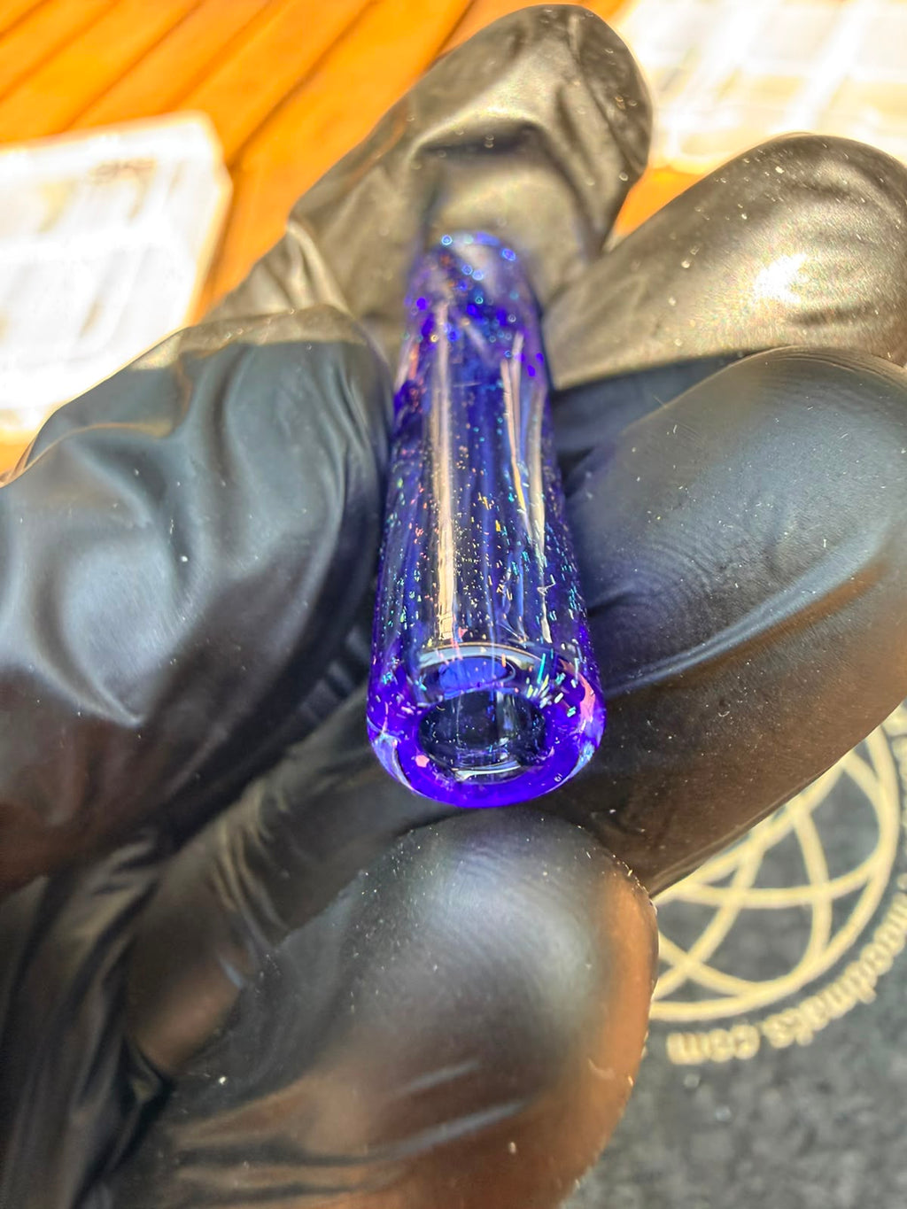 Steve H Glass Tip – Blau mit Rainbow Dust