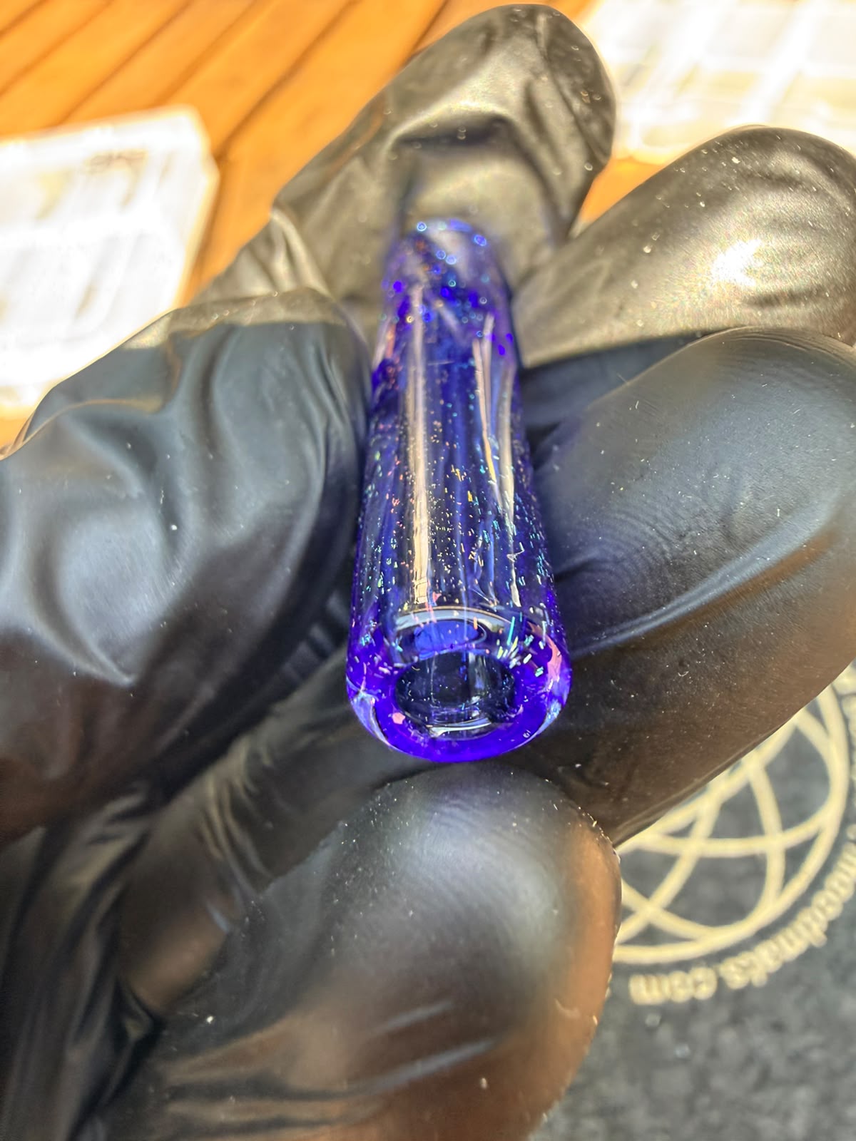 Steve H Glass Tip – Blau mit Rainbow Dust