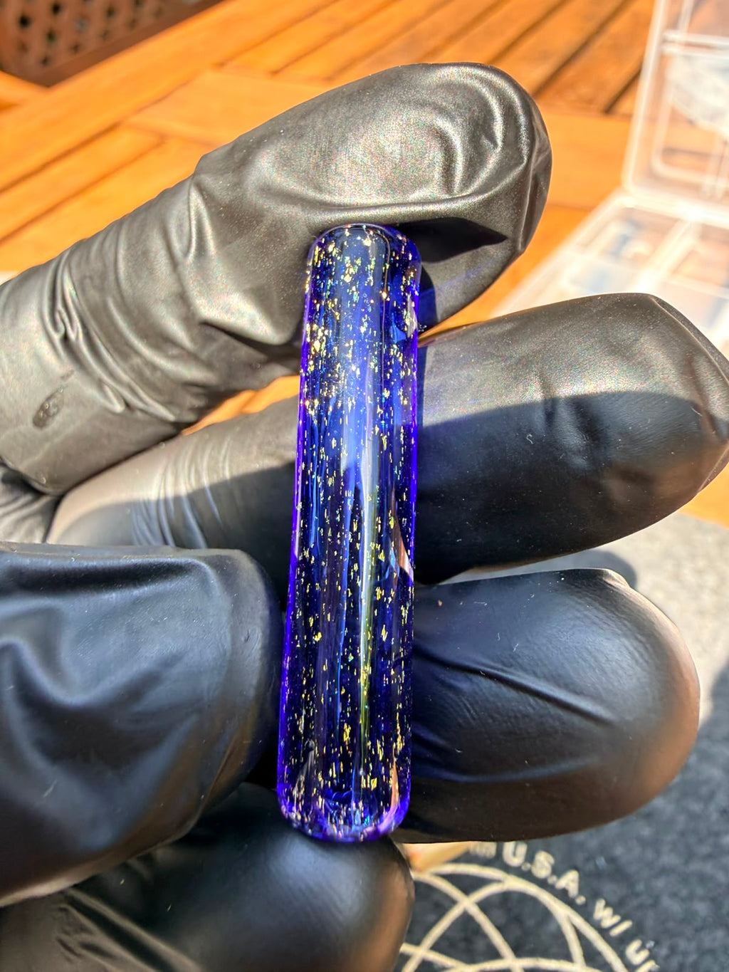 Steve H Glass Tip – Blau mit Gold Dust