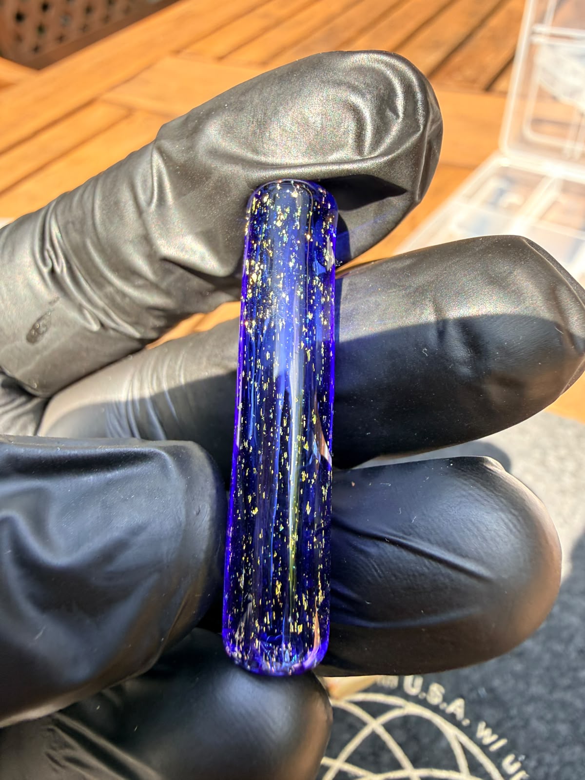 Steve H Glass Tip – Blau mit Gold Dust