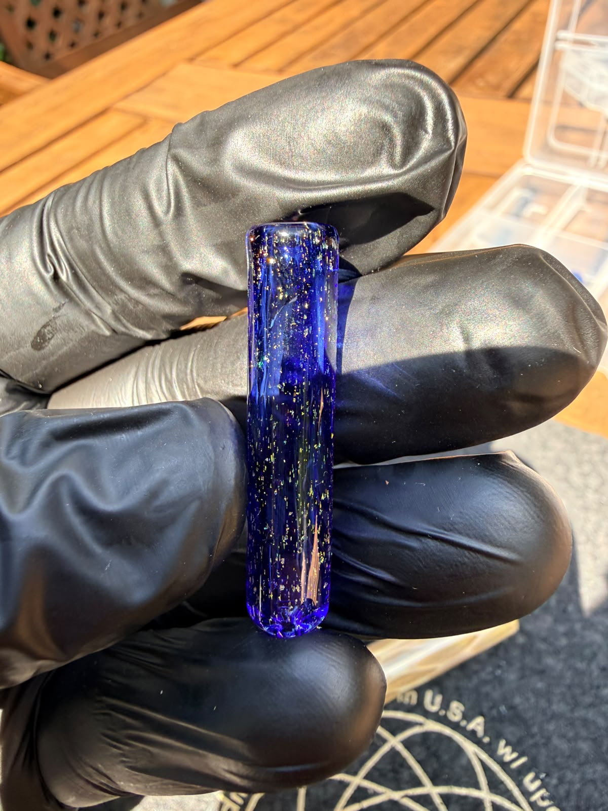 Steve H Glass Tip – Blau mit Gold Dust