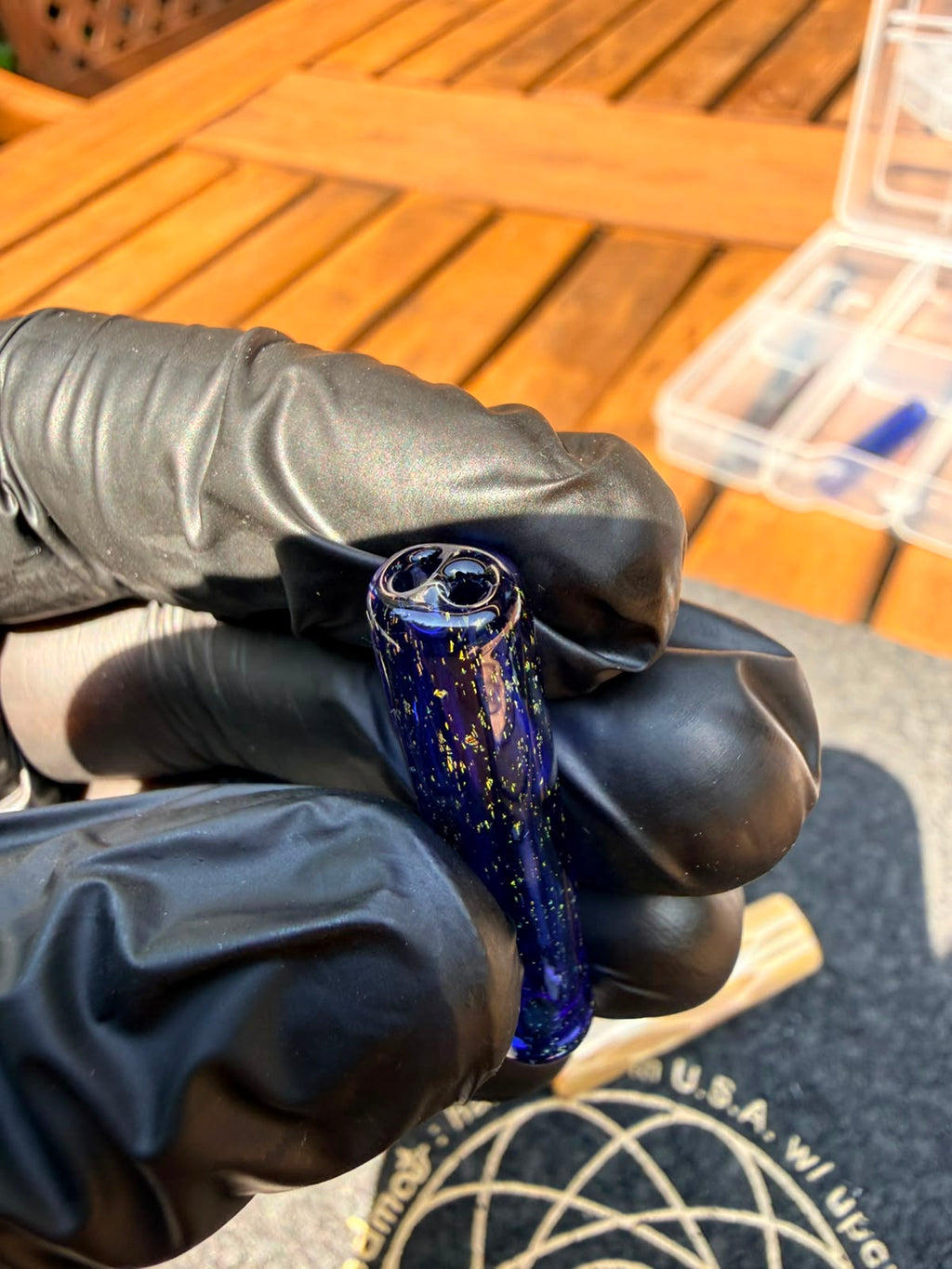 Steve H Glass Tip – Blau mit Gold Dust