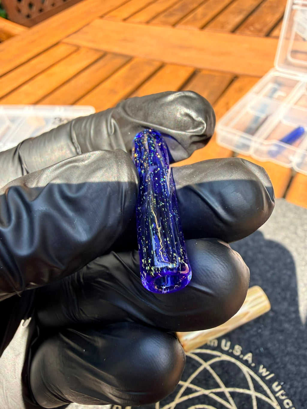 Steve H Glass Tip – Blau mit Gold Dust