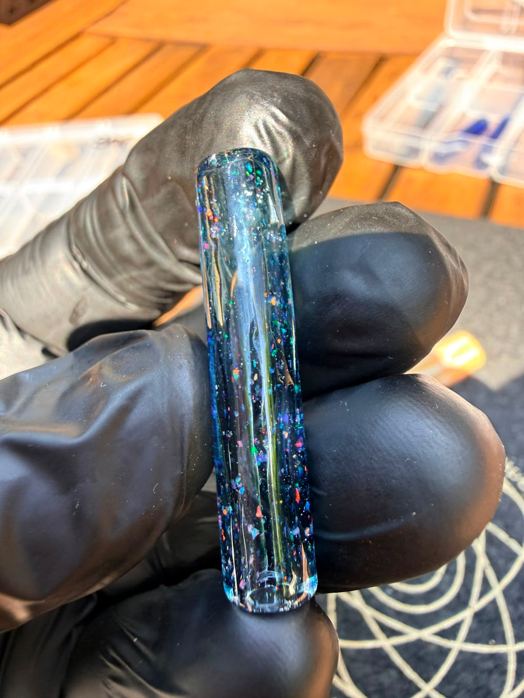 Steve H Glass Tip – Tiefblau mit Crushed Opal