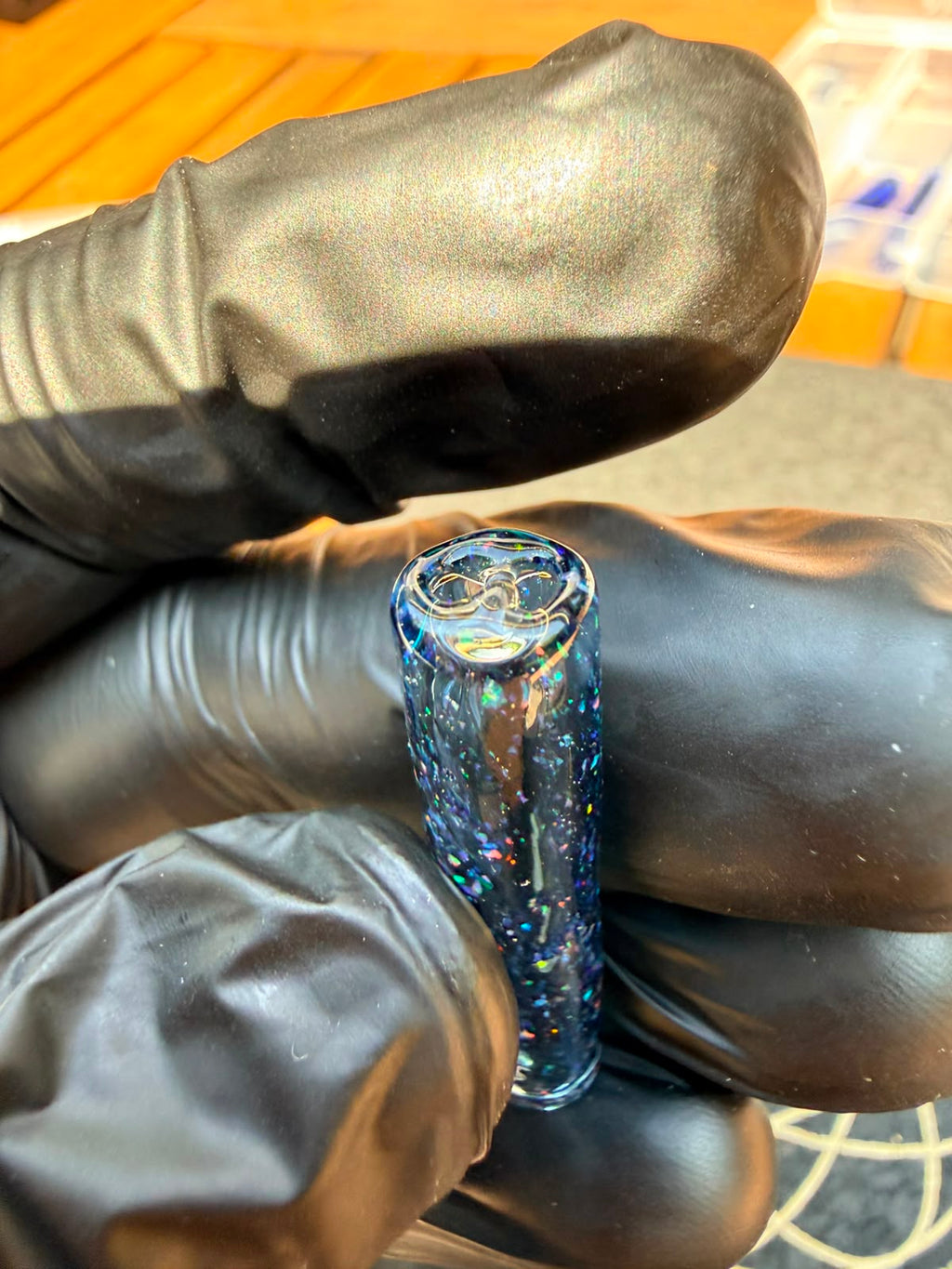 Steve H Glass Tip – Tiefblau mit Crushed Opal