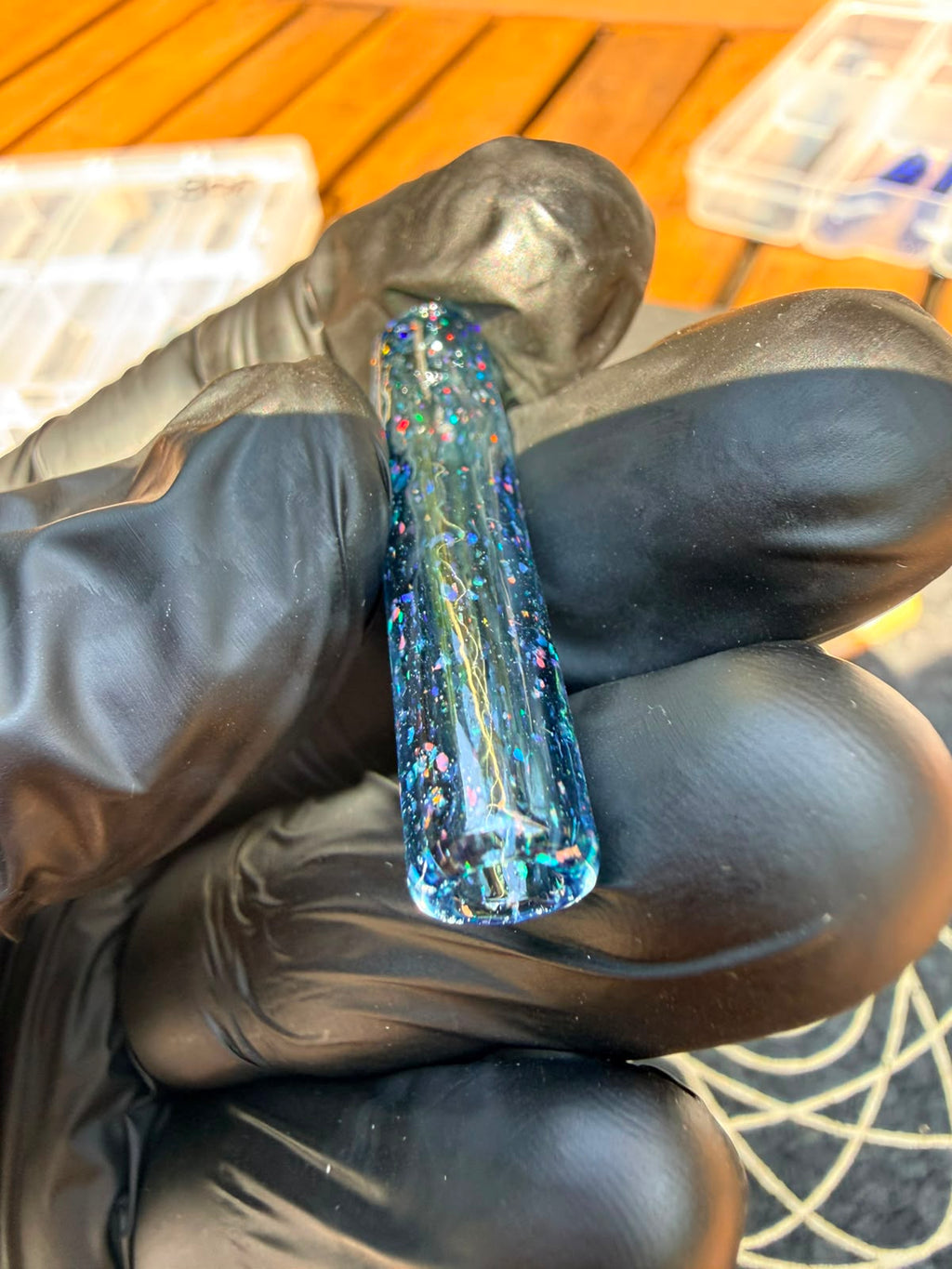 Steve H Glass Tip – Tiefblau mit Crushed Opal