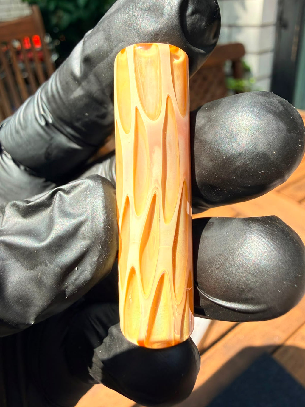 Steve H Glass Tip – Honeycomb Beige/Amber