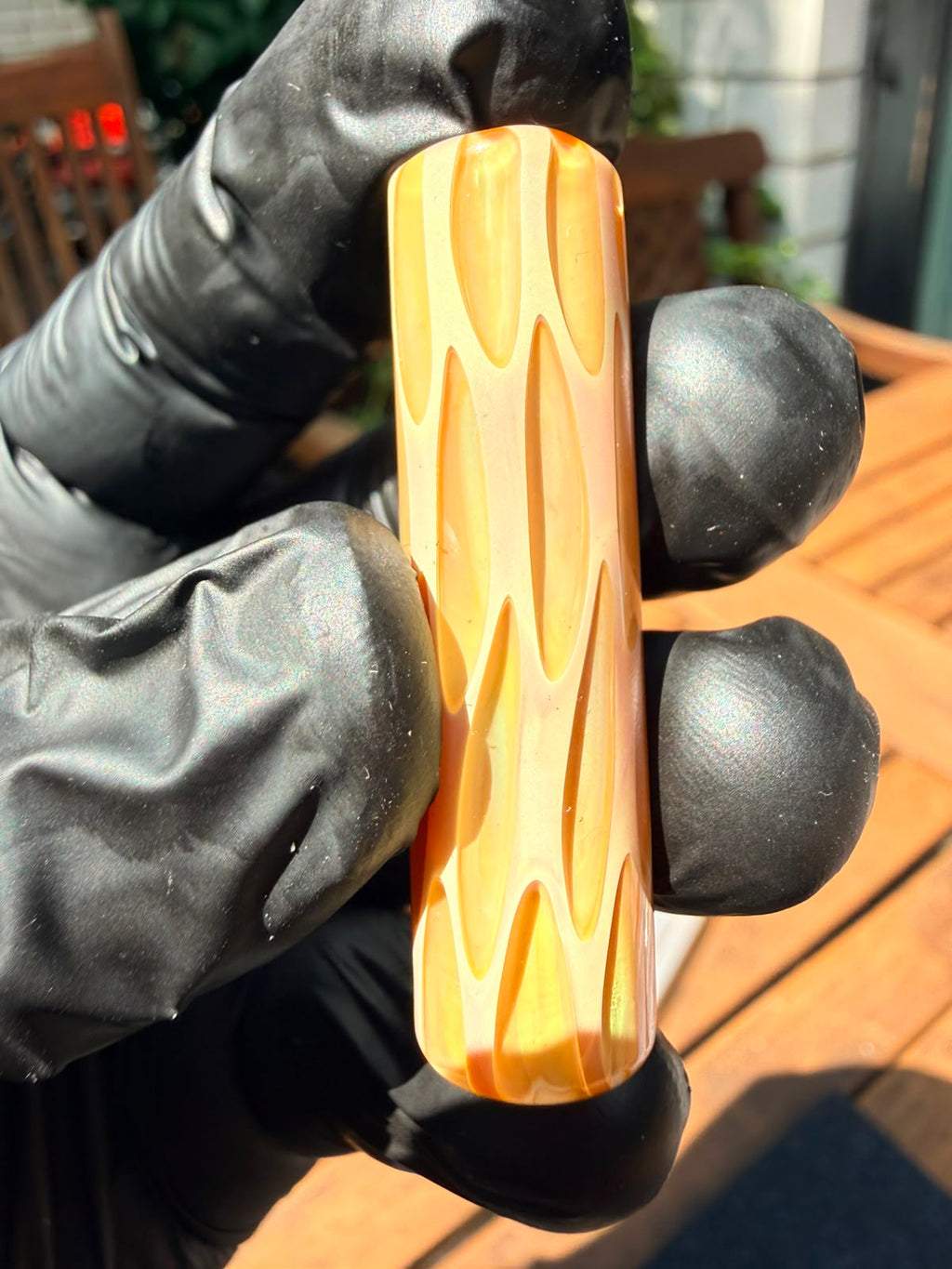 Steve H Glass Tip – Honeycomb Beige/Amber