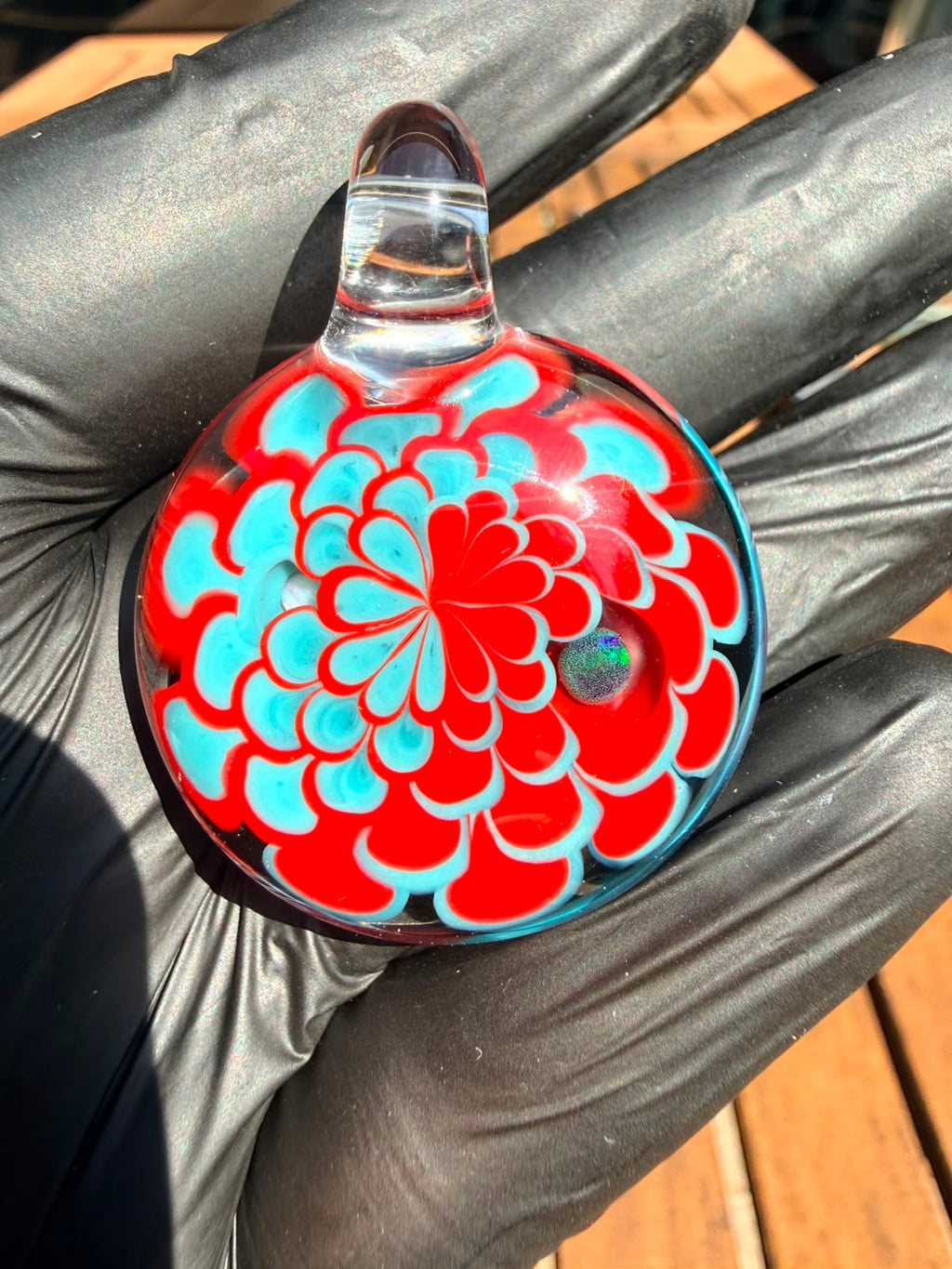 Faltermeier Glass Pendant mit Opal – Handgefertigtes Unikat