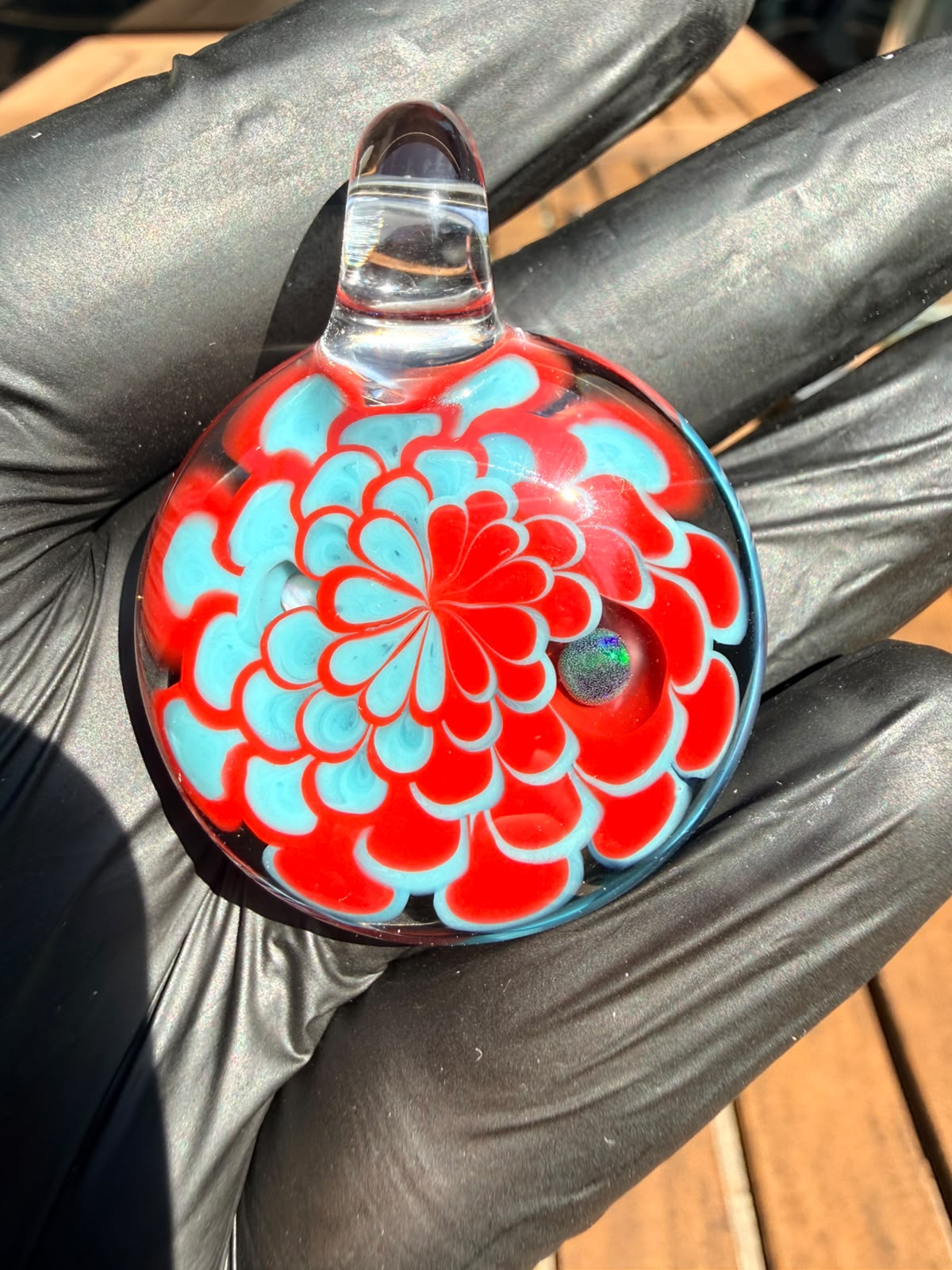 Faltermeier Glass Pendant mit Opal – Handgefertigtes Unikat