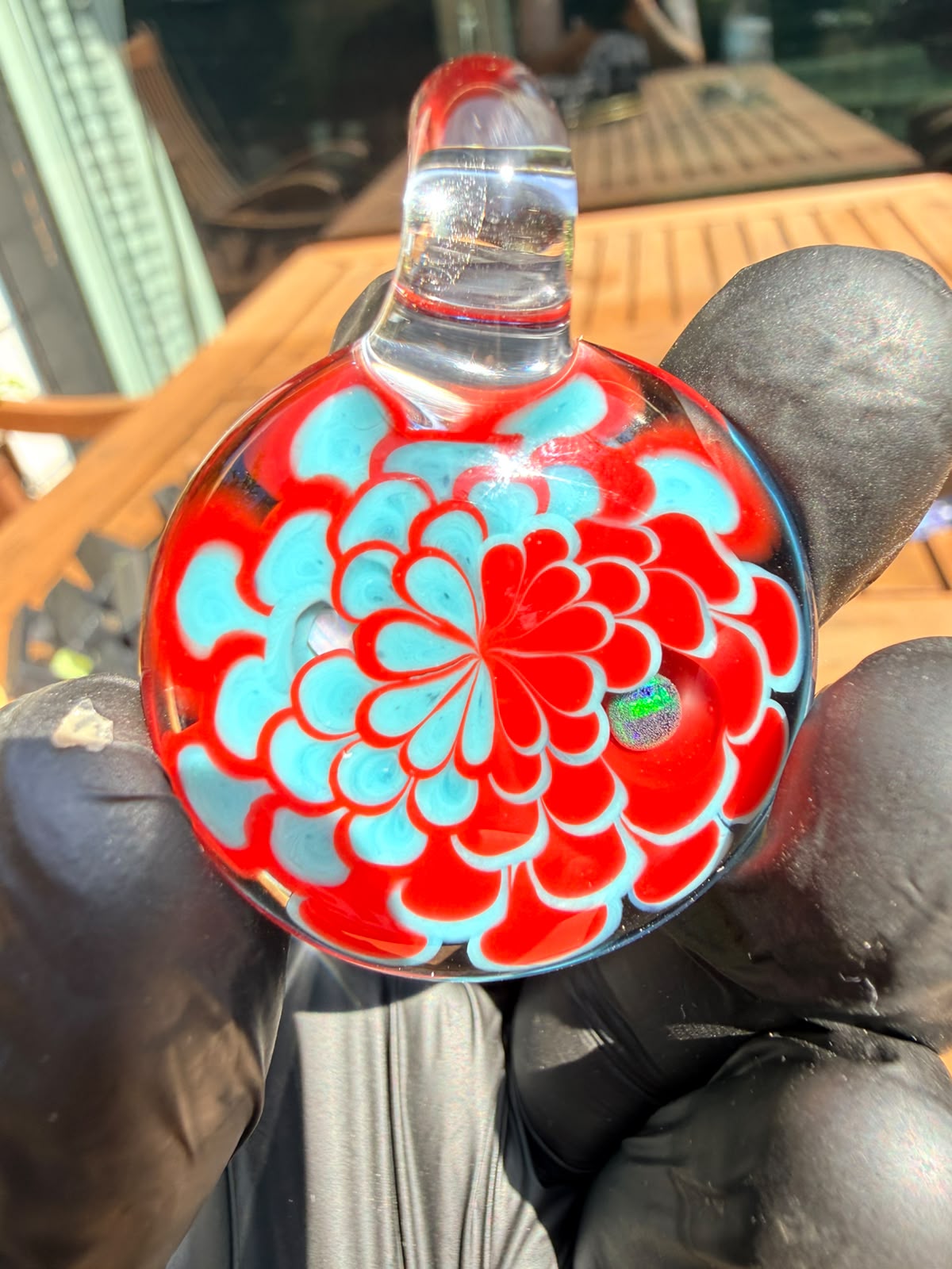 Faltermeier Glass Pendant mit Opal – Handgefertigtes Unikat