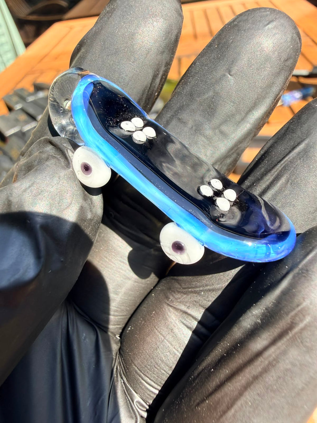 The Shackk Glass Skateboard Pendant – Handmade Miniature Work of Art