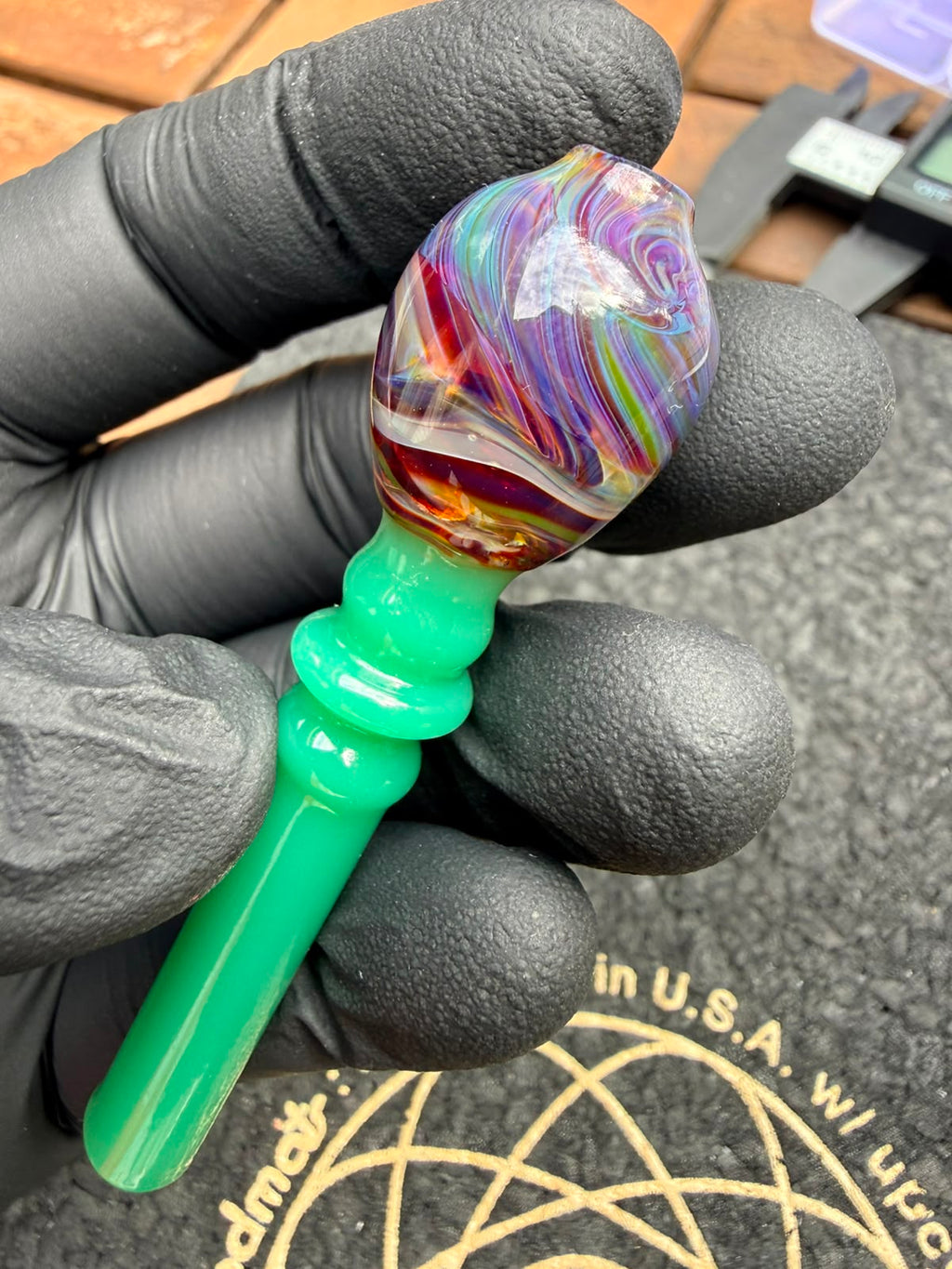 Meccas Glass Filtertip – Light Green Rainbow Swirl