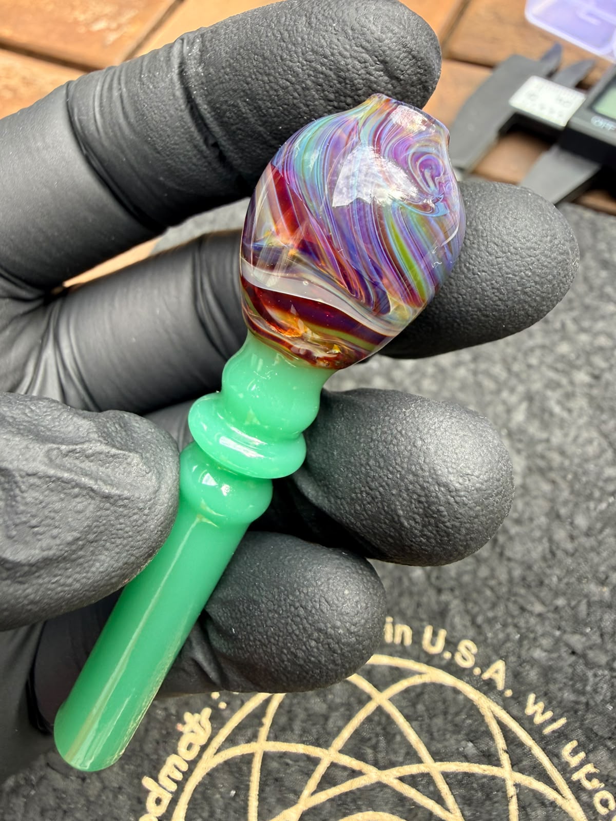 Meccas Glass Filtertip – Light Green Rainbow Swirl