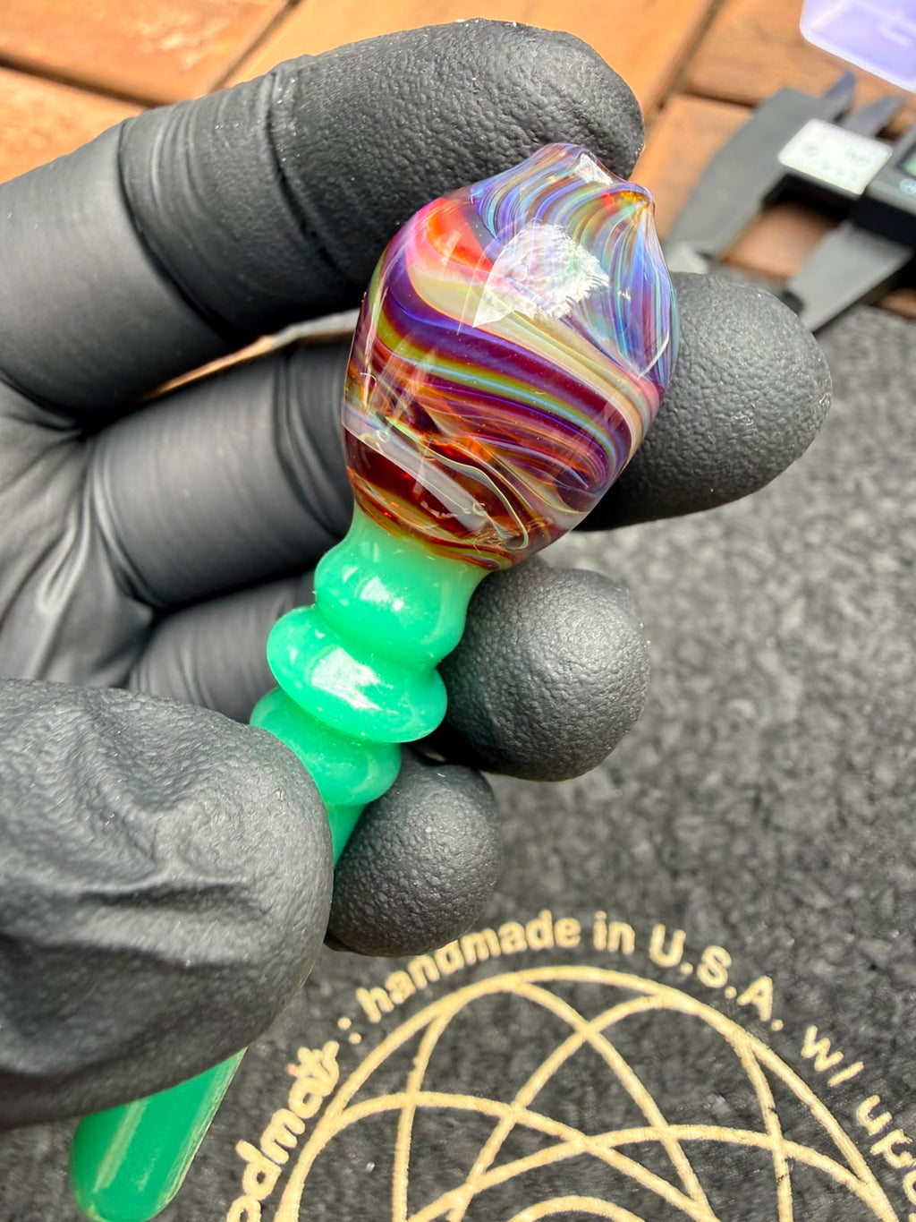 Meccas Glass Filtertip – Light Green Rainbow Swirl
