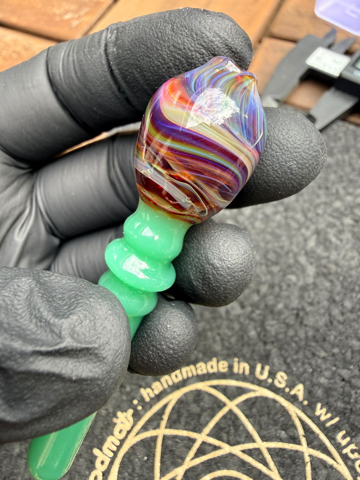 Meccas Glass Filtertip – Light Green Rainbow Swirl