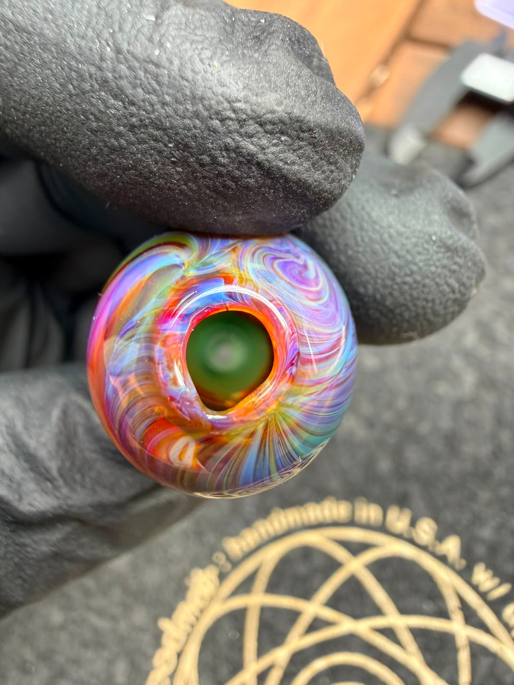 Meccas Glass Filtertip – Light Green Rainbow Swirl