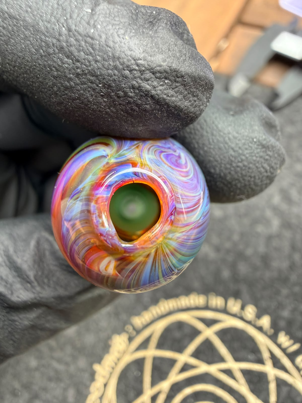 Meccas Glass Filtertip – Light Green Rainbow Swirl