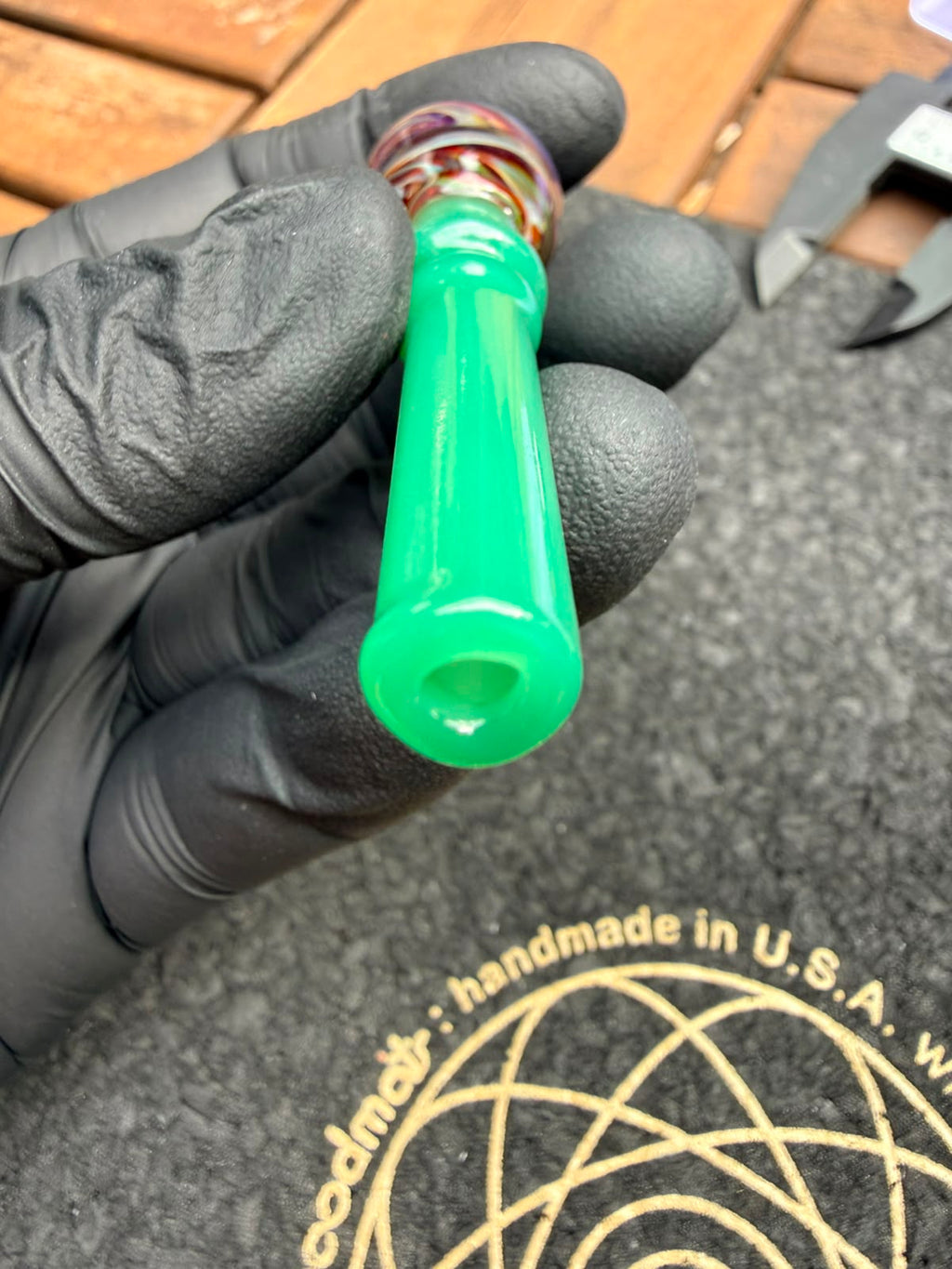 Meccas Glass Filtertip – Light Green Rainbow Swirl