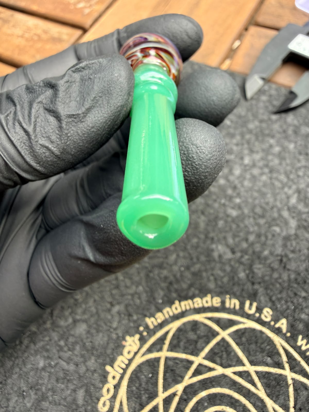 Meccas Glass Filtertip – Light Green Rainbow Swirl