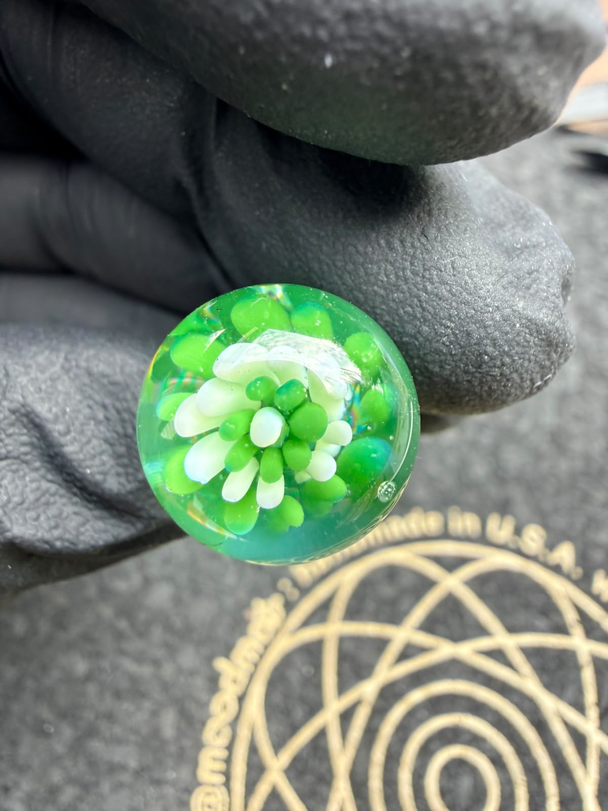 Meccas Glass Joystick Cap – Green Flower