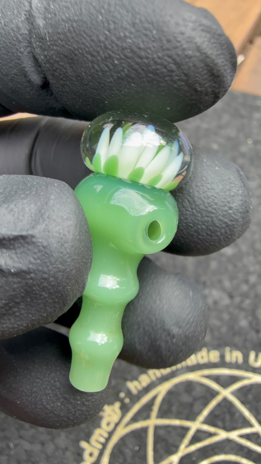 Meccas Glass Joystick Cap – Green Flower