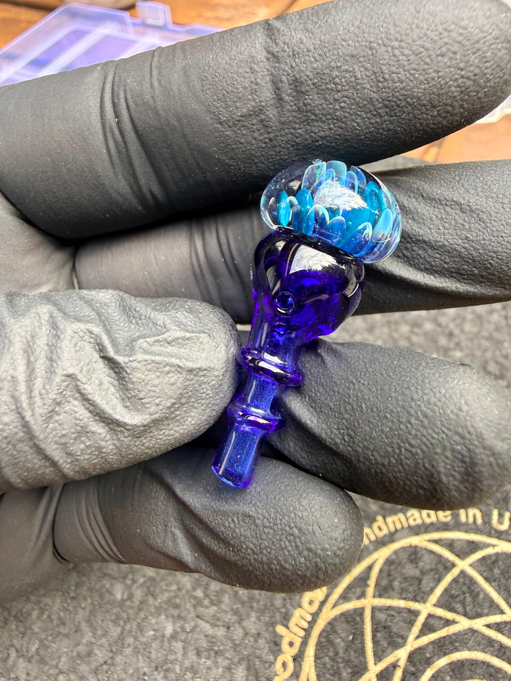 Meccas Glass Joystick Cap – Blue Flower