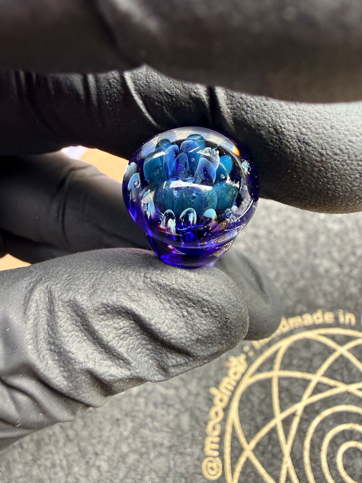 Meccas Glass Joystick Cap – Blue Flower