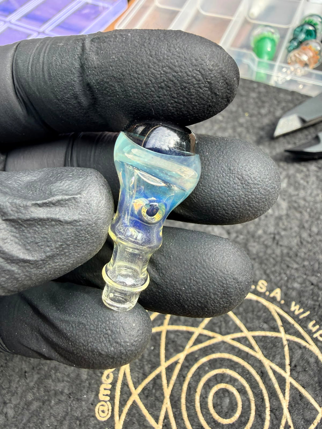 Meccas Glass Joystick Cap – Clear Blue