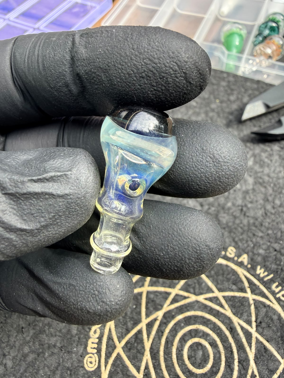 Meccas Glass Joystick Cap – Clear Blue