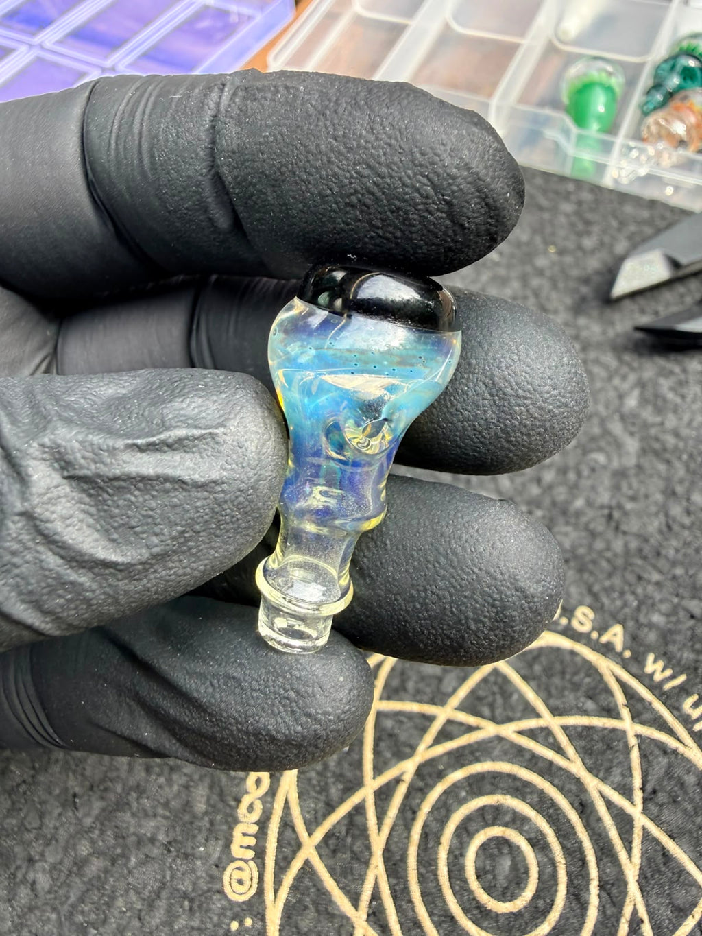 Meccas Glass Joystick Cap – Clear Blue