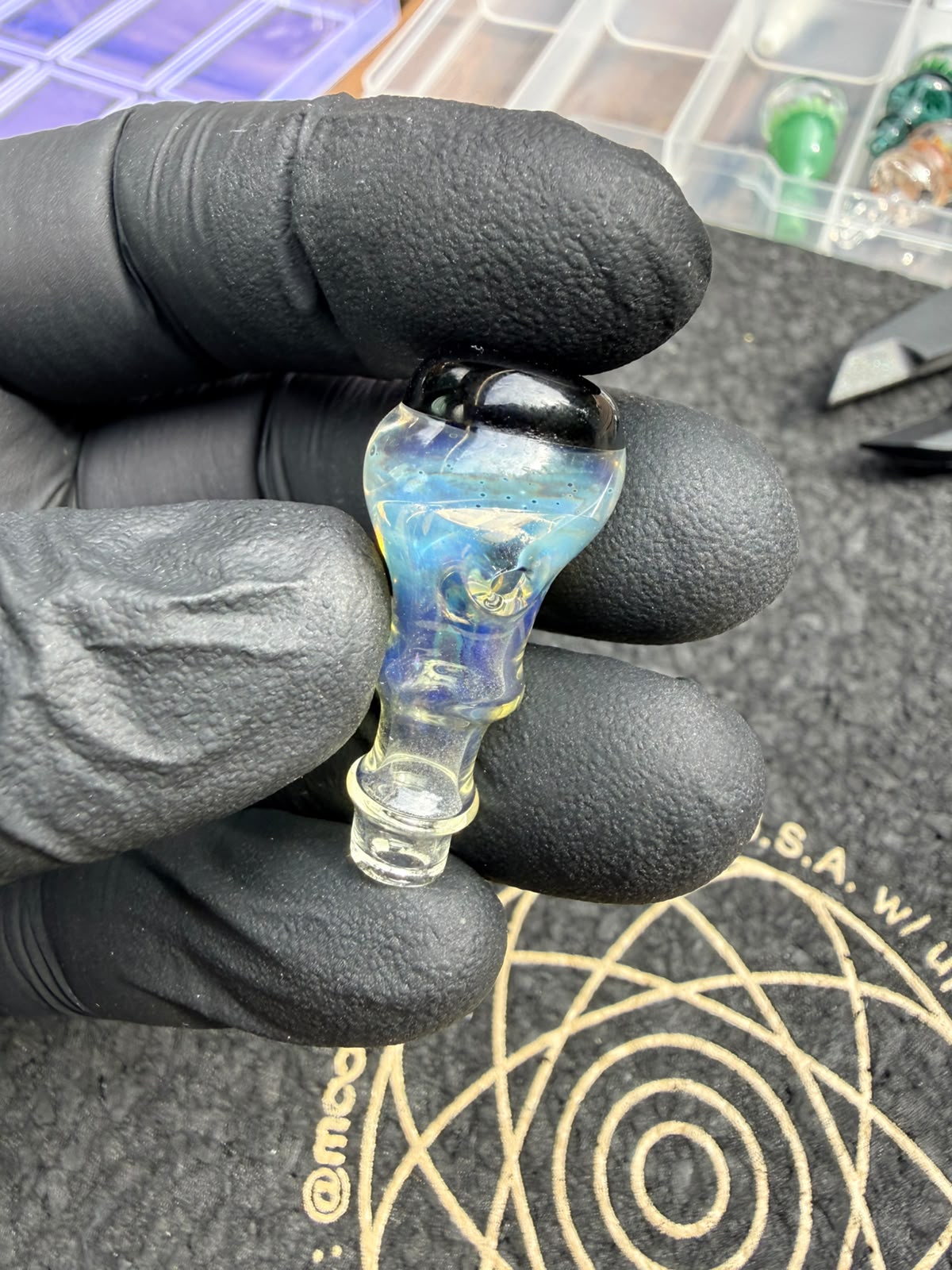 Meccas Glass Joystick Cap – Clear Blue
