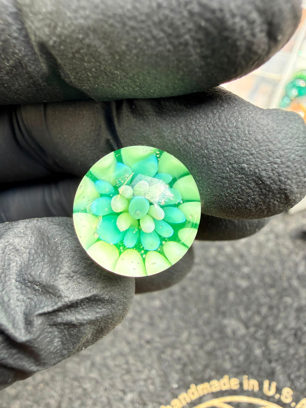 Meccas Glass Joystick Cap – Green Flower
