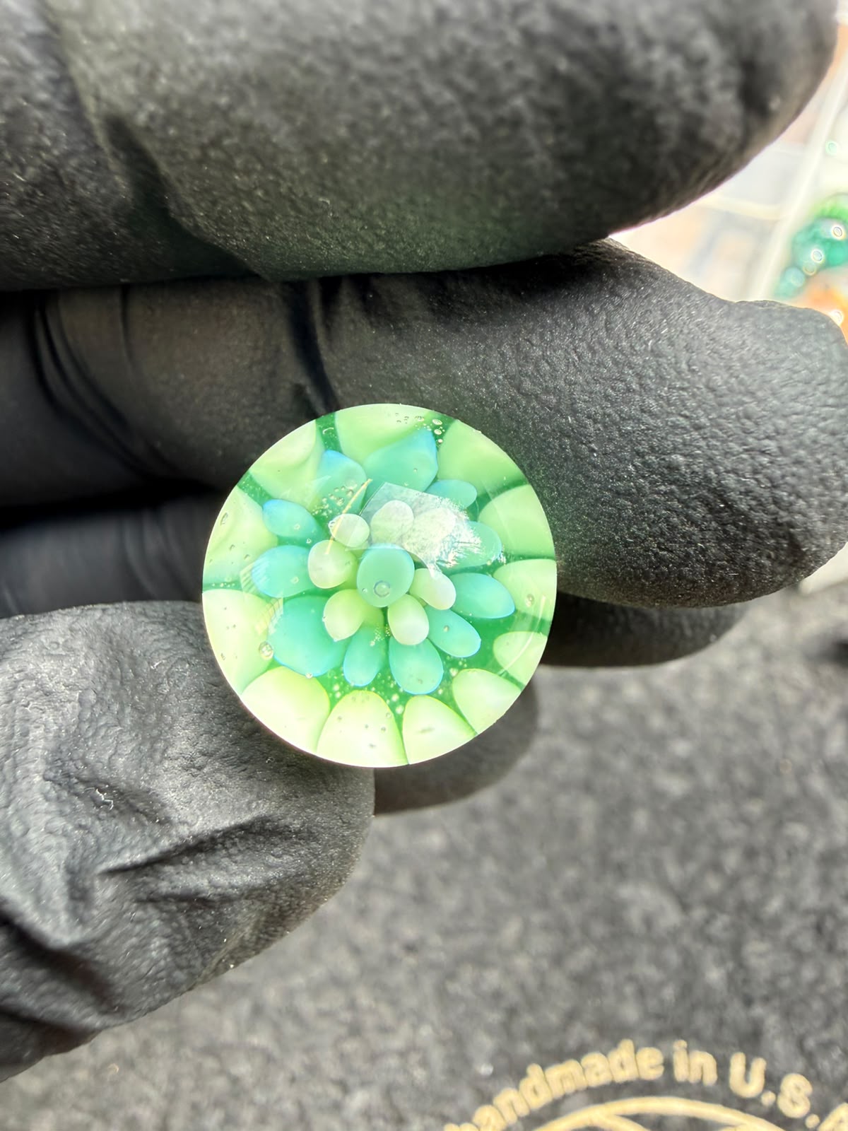 Meccas Glass Joystick Cap – Green Flower