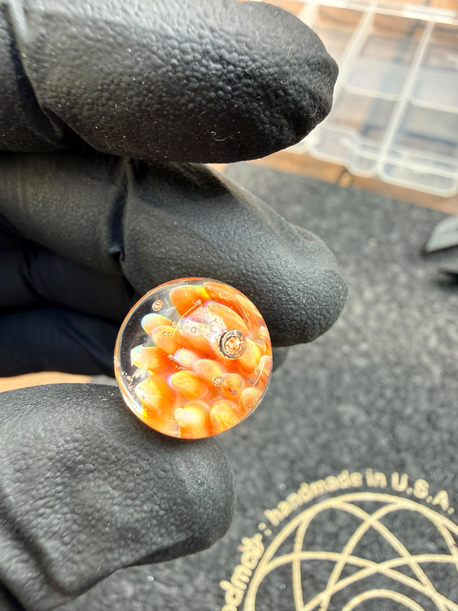 Meccas Glass Joystick Cap – Orange Flower – B-Ware