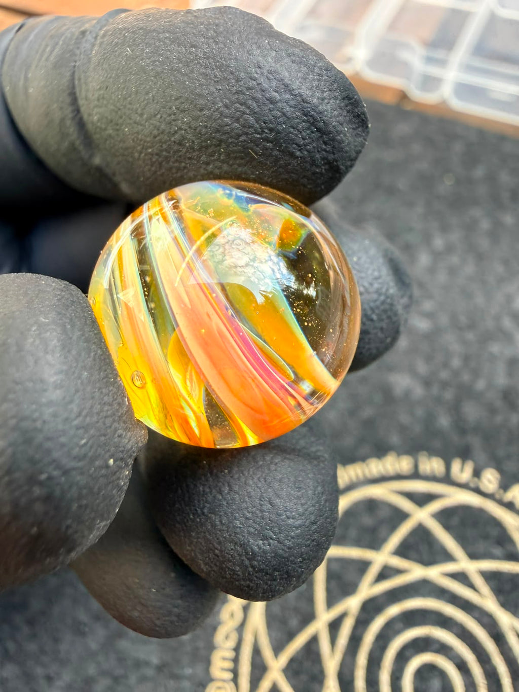 Meccas Glass Marble – Amber Swirl