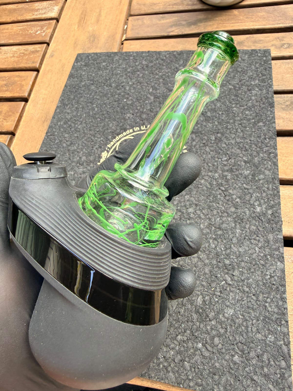 Meccas Glass Dry Top – Green Swirl Clear