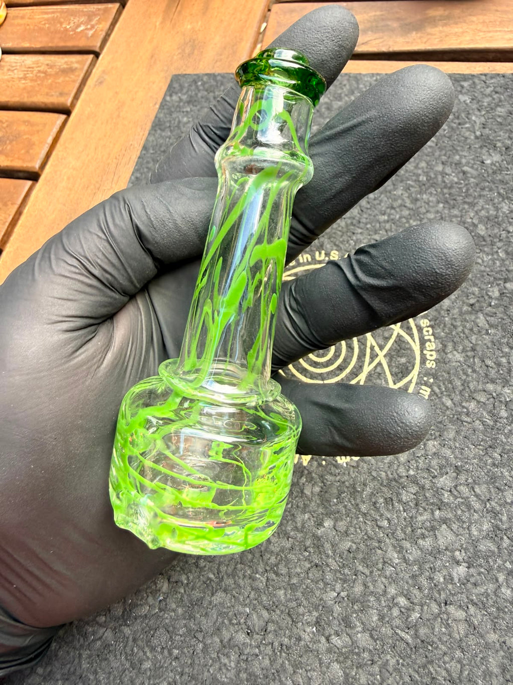 Meccas Glass Dry Top – Green Swirl Clear