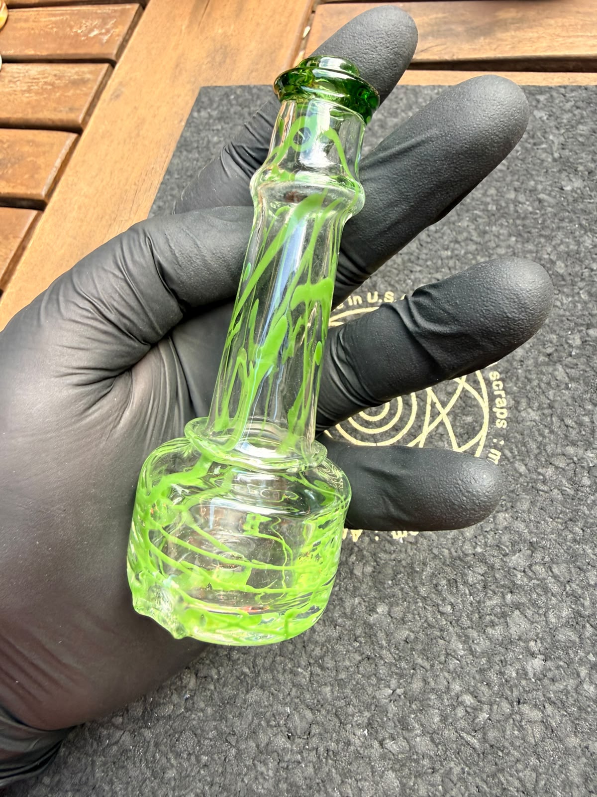 Meccas Glass Dry Top – Green Swirl Clear