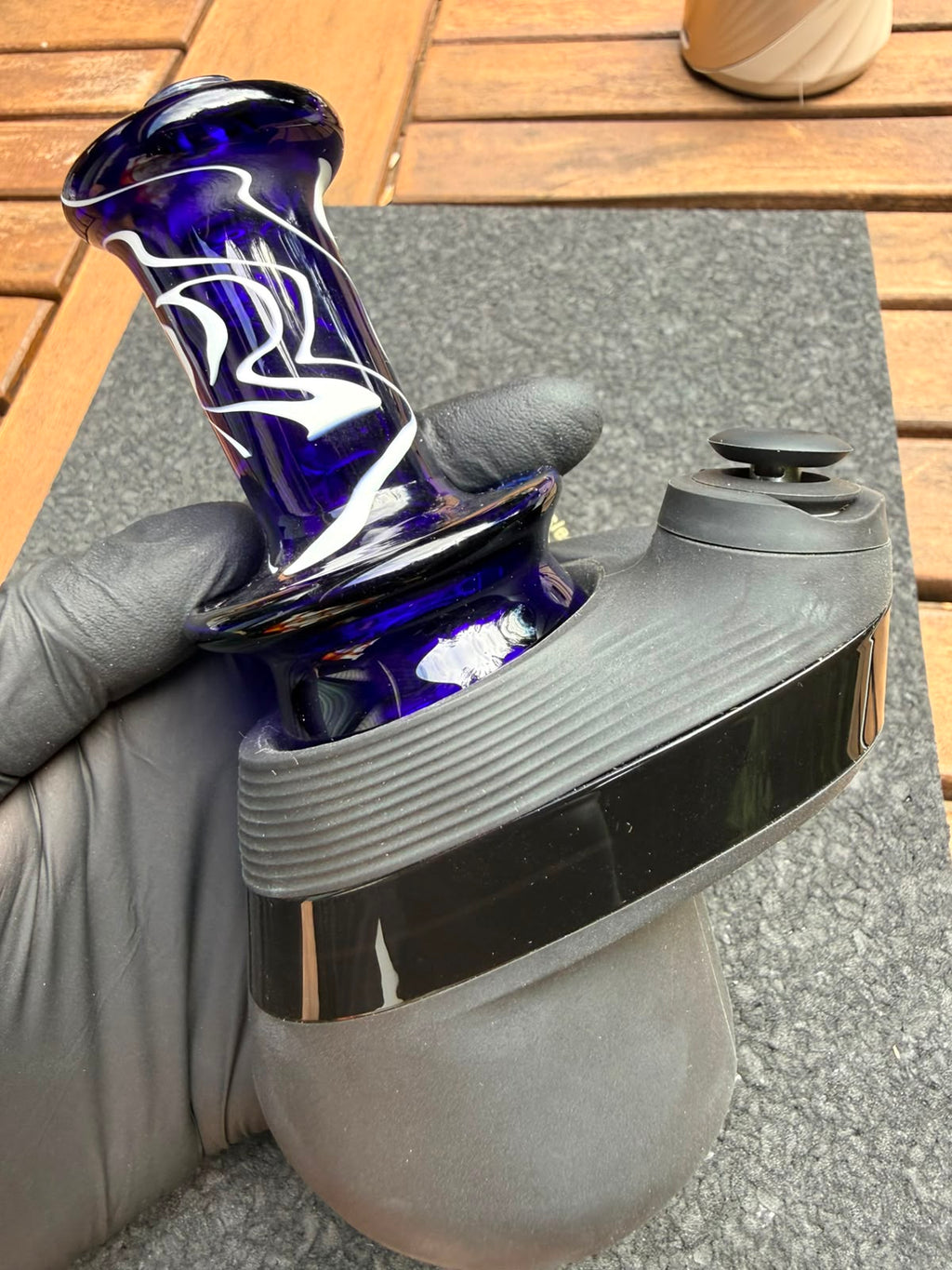 Meccas Glass Dry Top – Clear Blue White Swirl