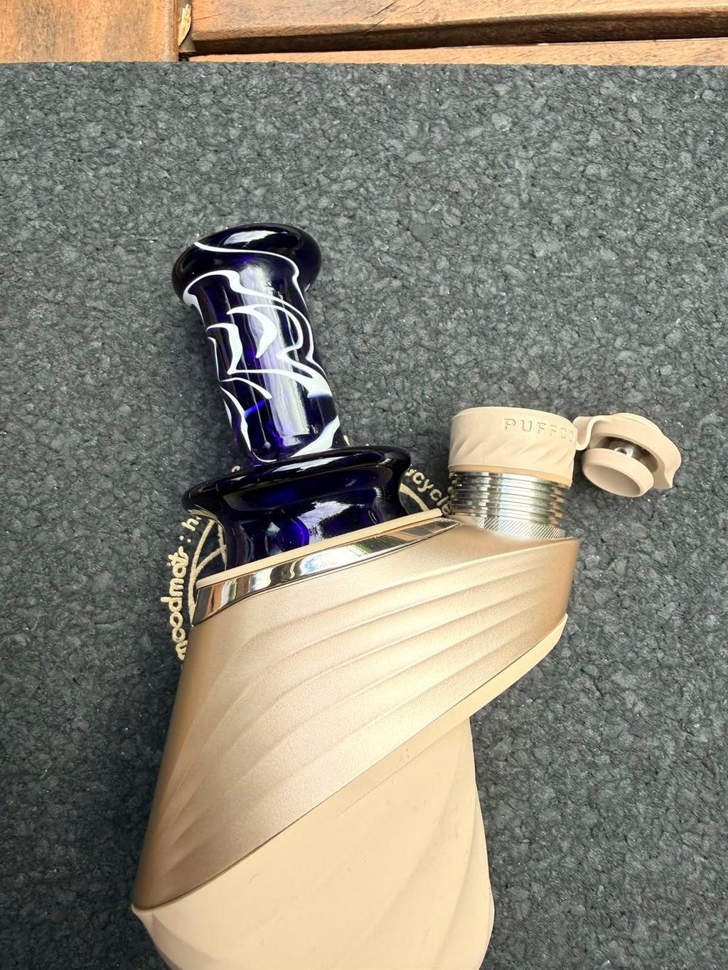 Meccas Glass Dry Top – Clear Blue White Swirl