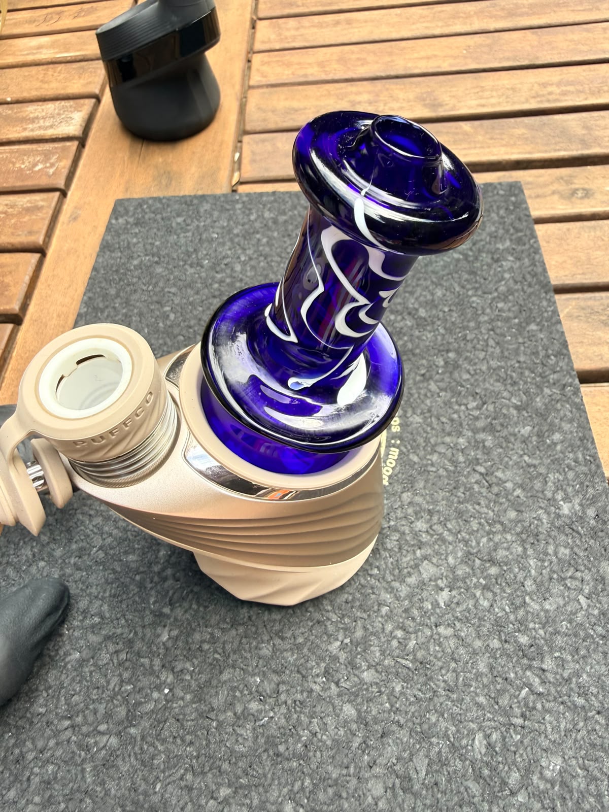 Meccas Glass Dry Top – Clear Blue White Swirl