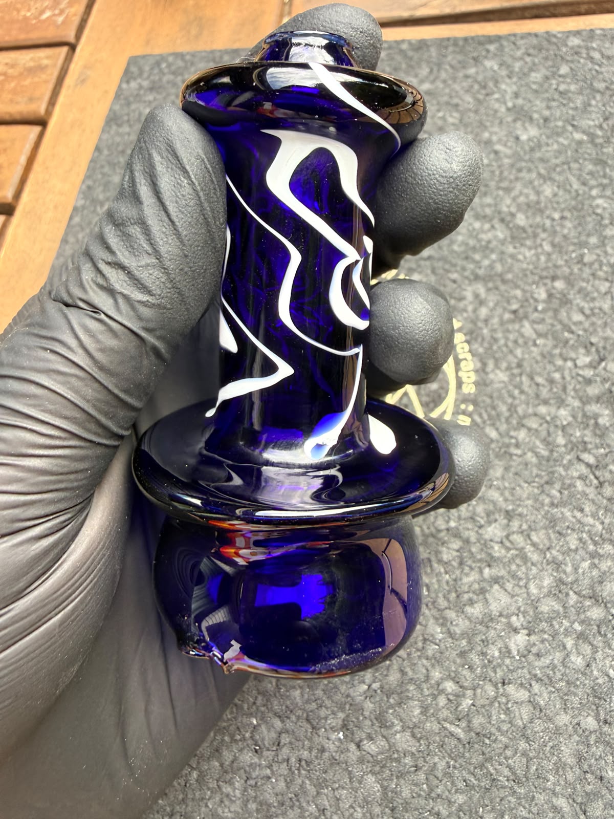 Meccas Glass Dry Top – Clear Blue White Swirl